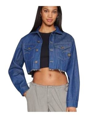 G-Star RAW Relaxed Cropped Cutoff Denim Jacket Raw Denim Size M NWT